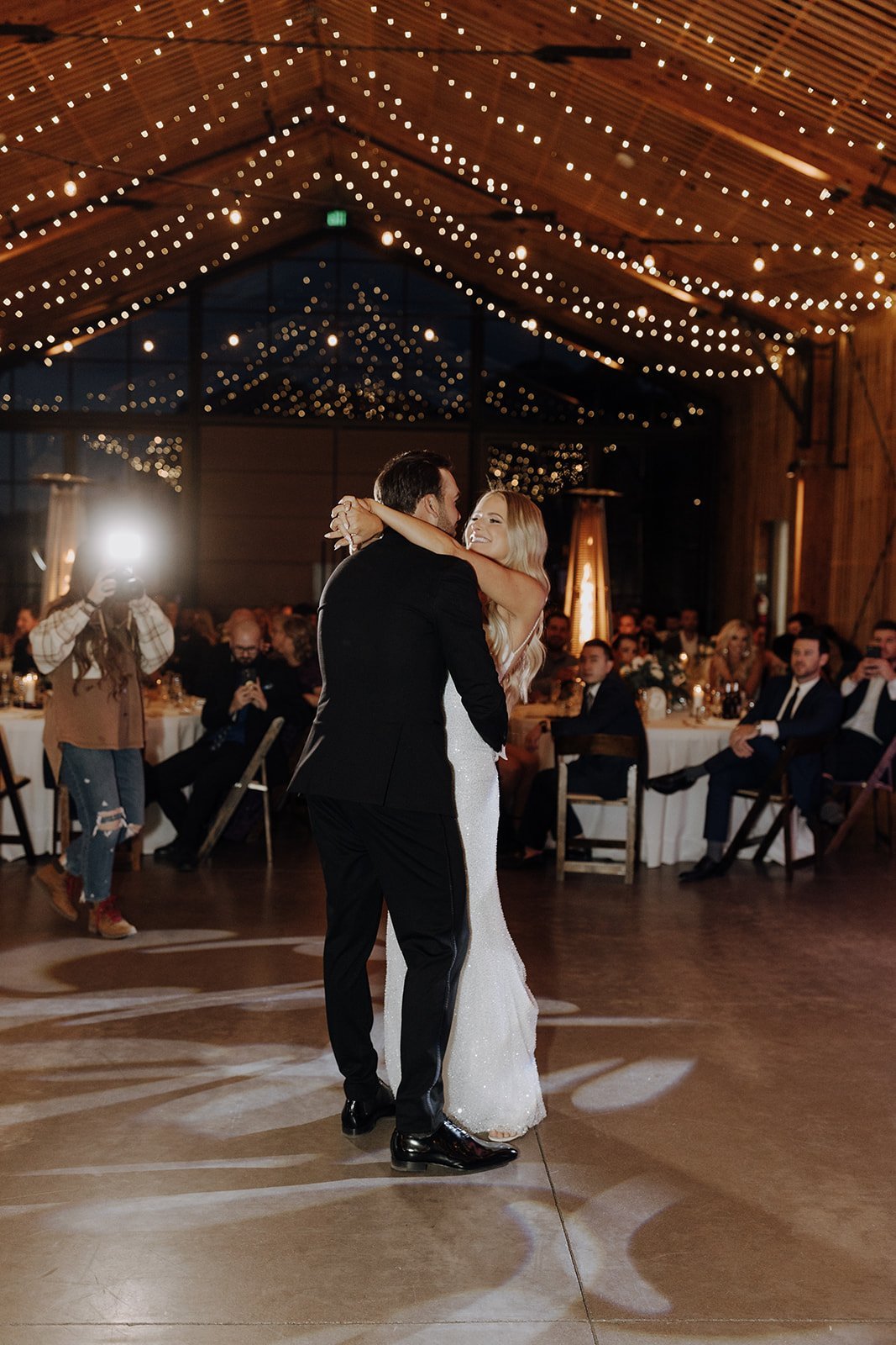 Bride and groom first dance at their reception