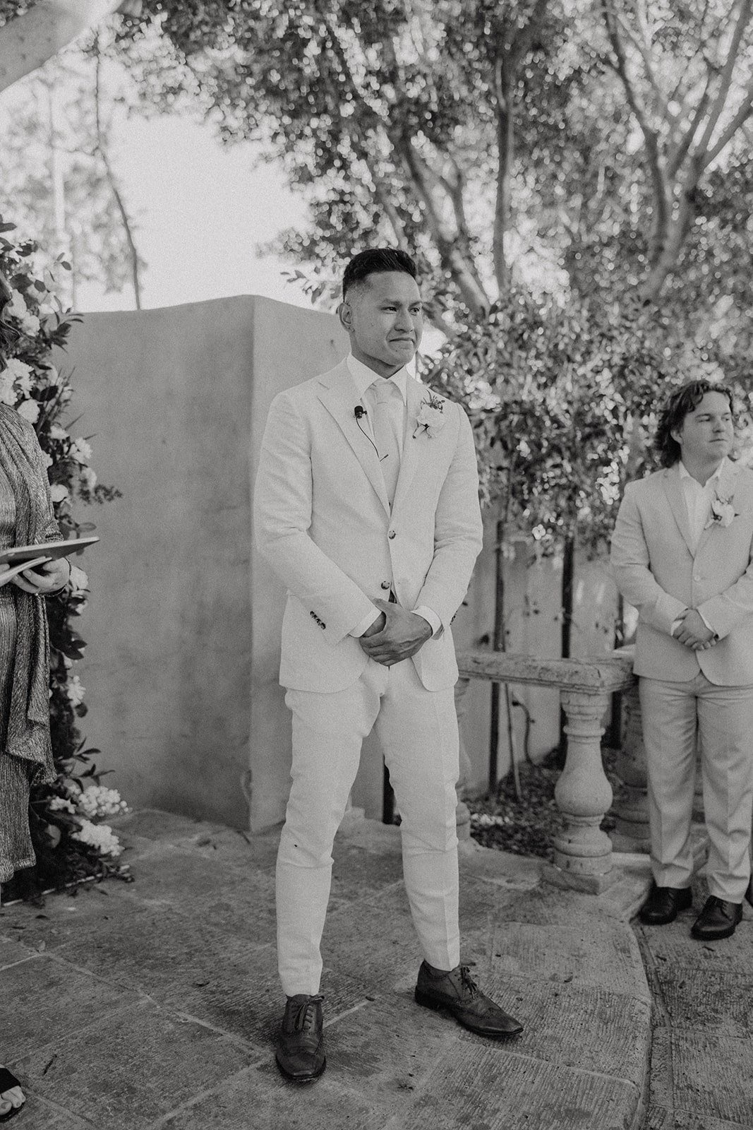 Groom gets emotional while waiting at the aisle for his bride