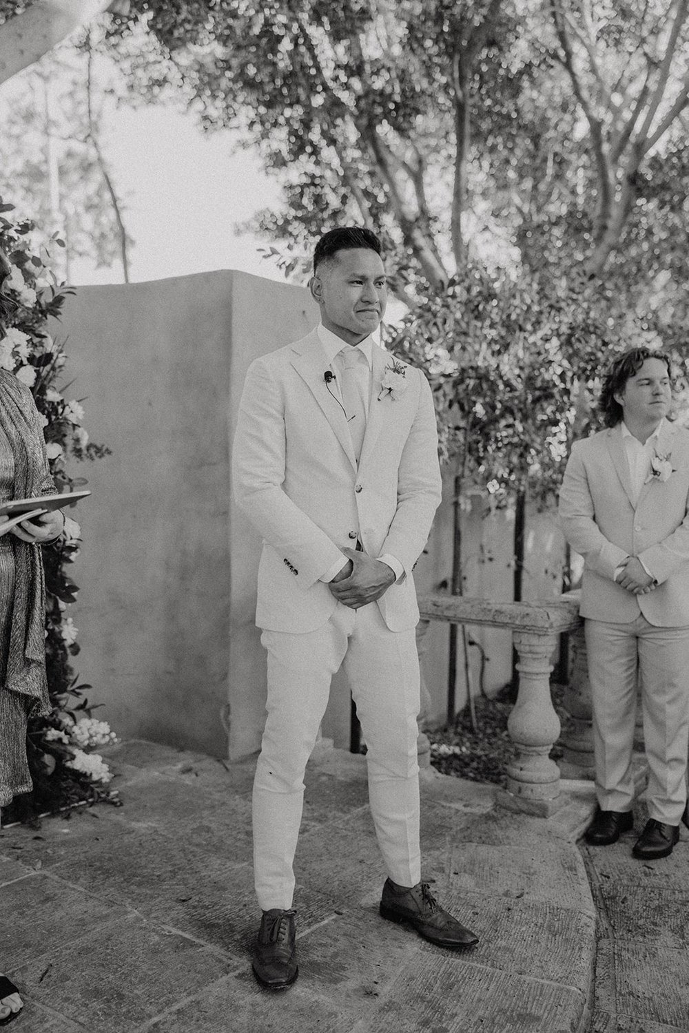 Groom gets emotional while waiting at the aisle for his bride