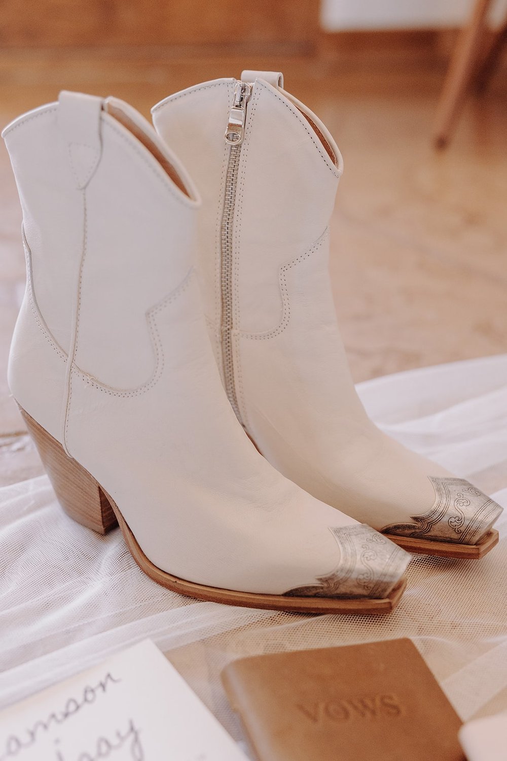 White cowgirl boots at Joshua Tree wedding