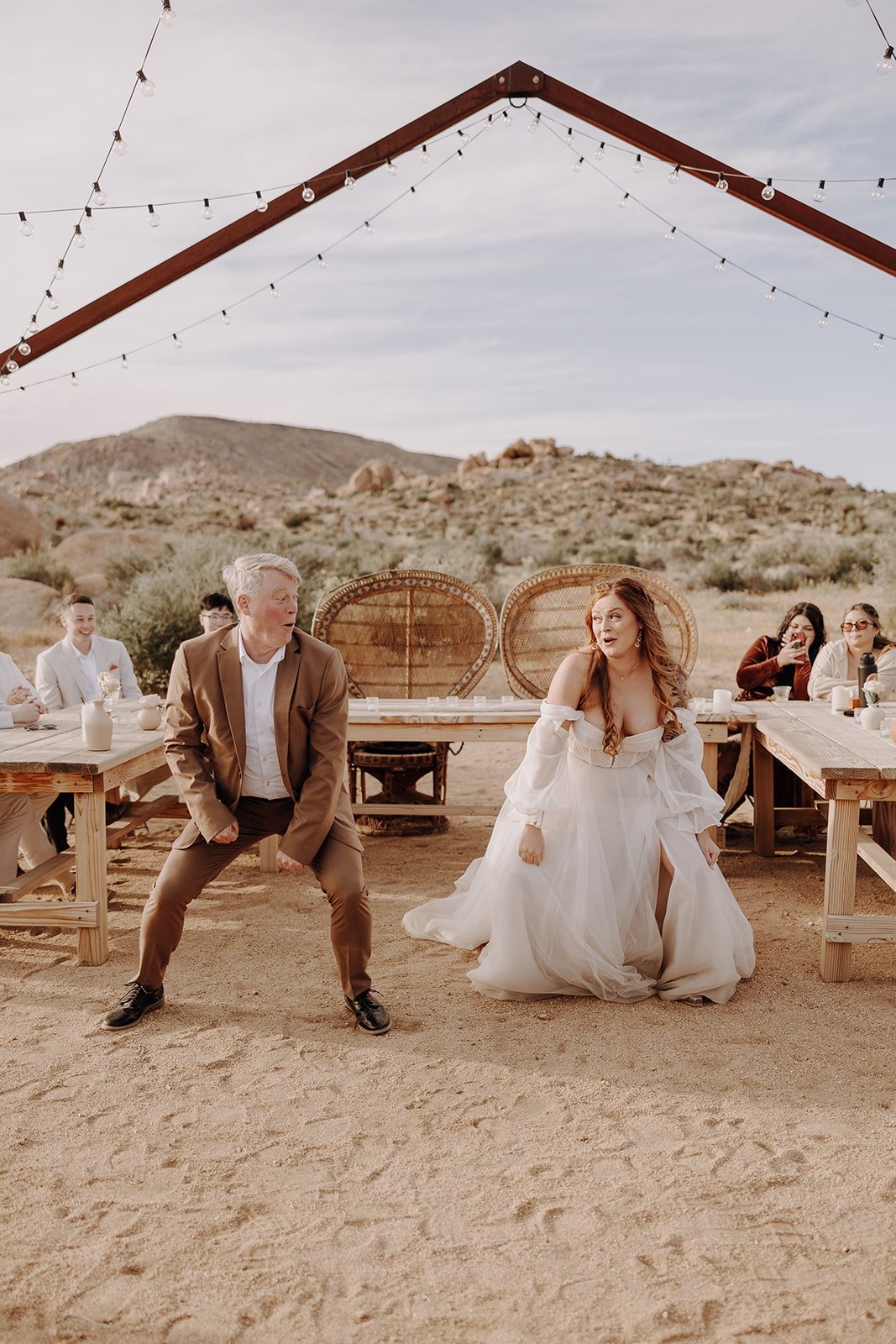 Lively father daughter first dance at Joshua Tree wedding