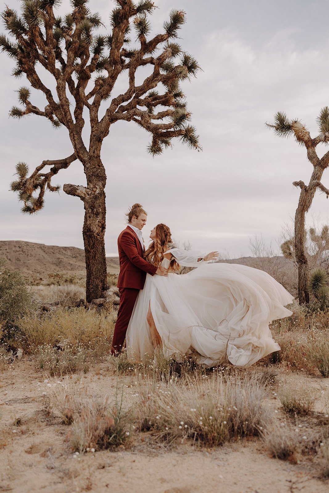 Sunset wedding photos at Joshua Tree