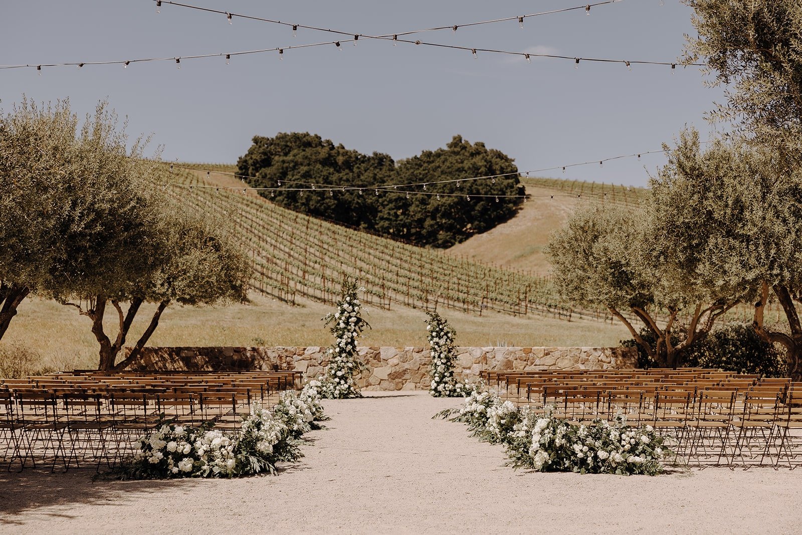 Niner Wine Estates outdoor wedding ceremony in front of the vineyard