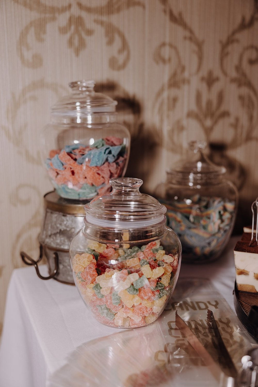 Sour candy in glass jars