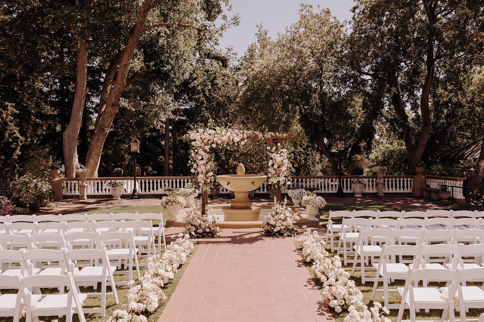 Outdoor wedding ceremony setup at Lairmont Manor venue in Washington