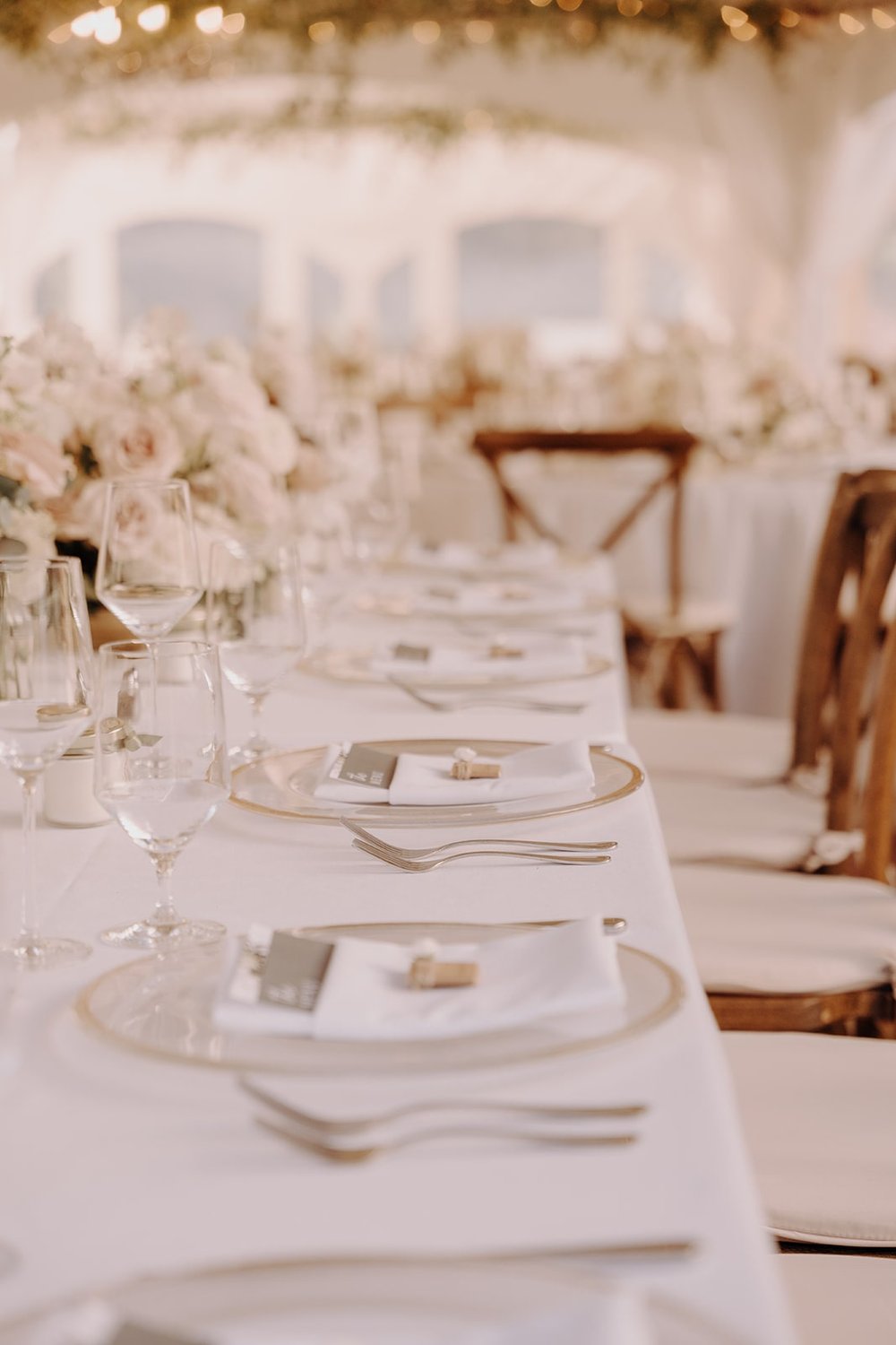 White reception tables and decorations at Washington wedding at Lairmont Manor