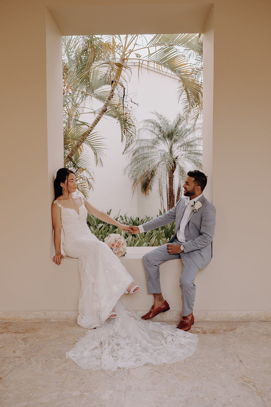 Bride and groom destination wedding photos at Dreams Royal Beach Punta Cana