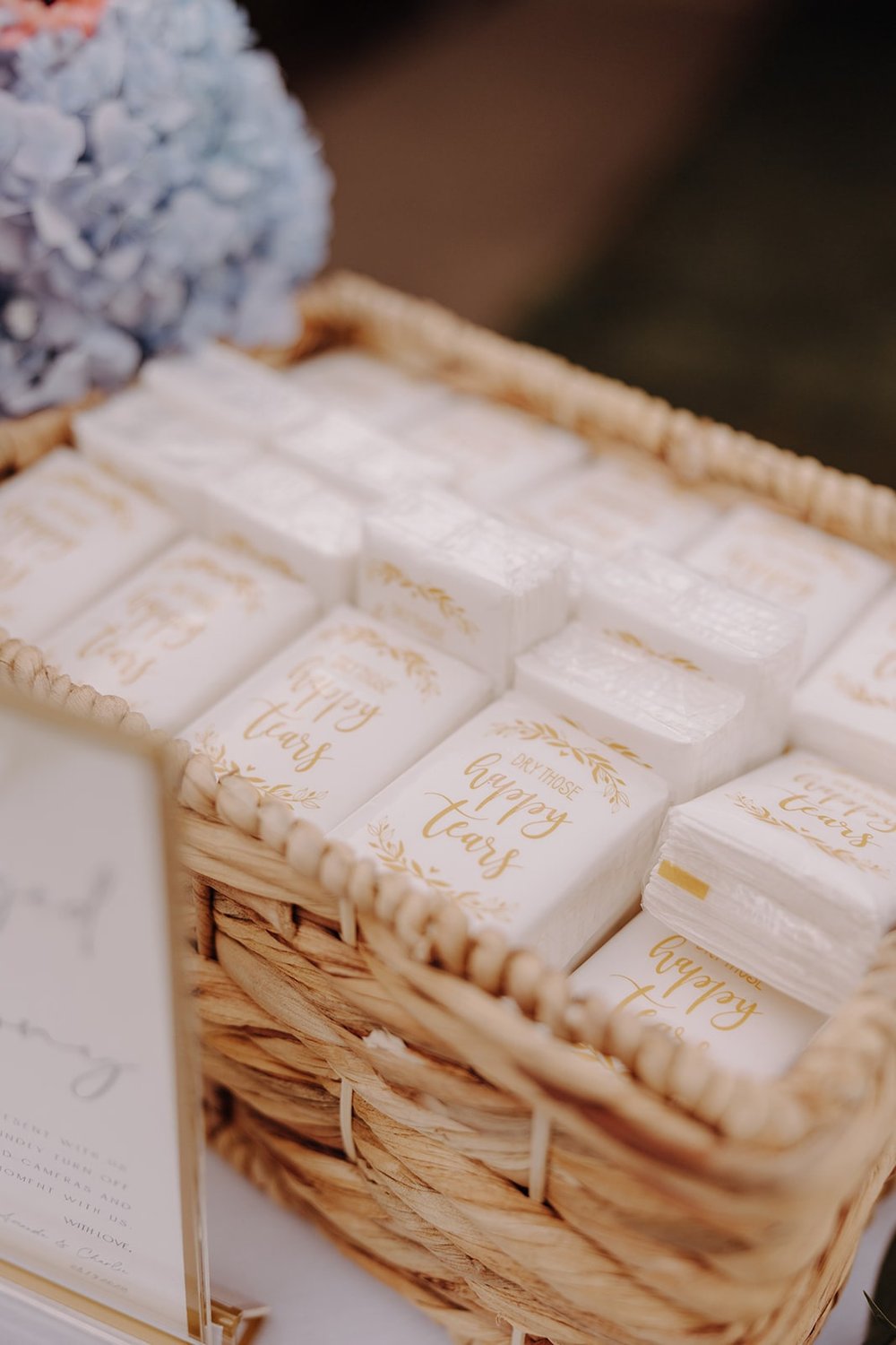 Happy Tears tissues for wedding guest favors at New York wedding