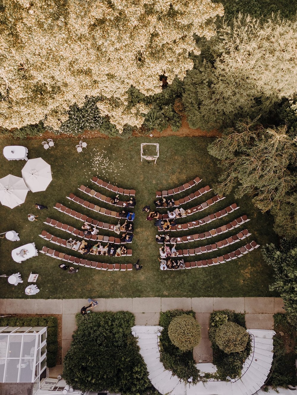 Outdoor wedding ceremony setup at Crabtree's Kittle House wedding venue in New York 