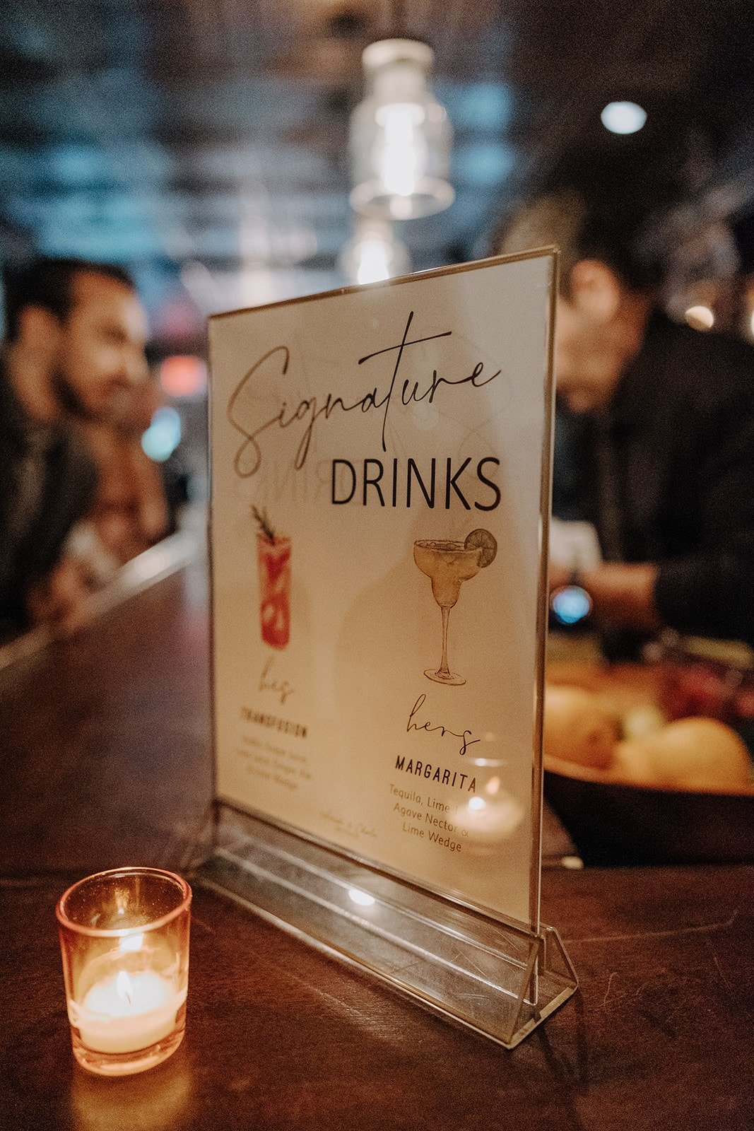 Signature Drinks menu at New York wedding reception