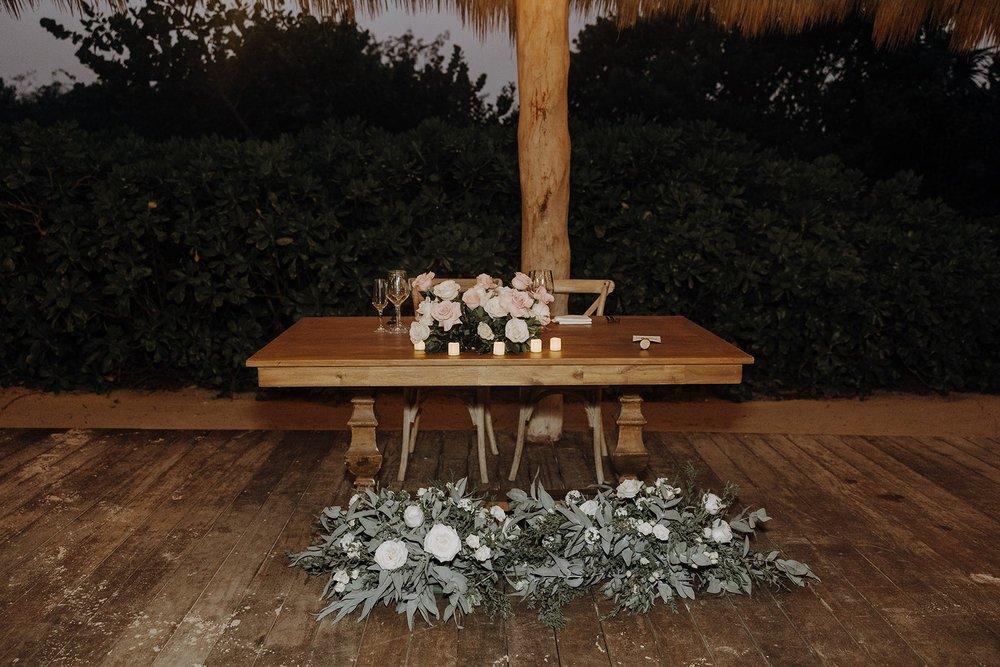 Sweetheart table at resort wedding in Cancun, Mexico