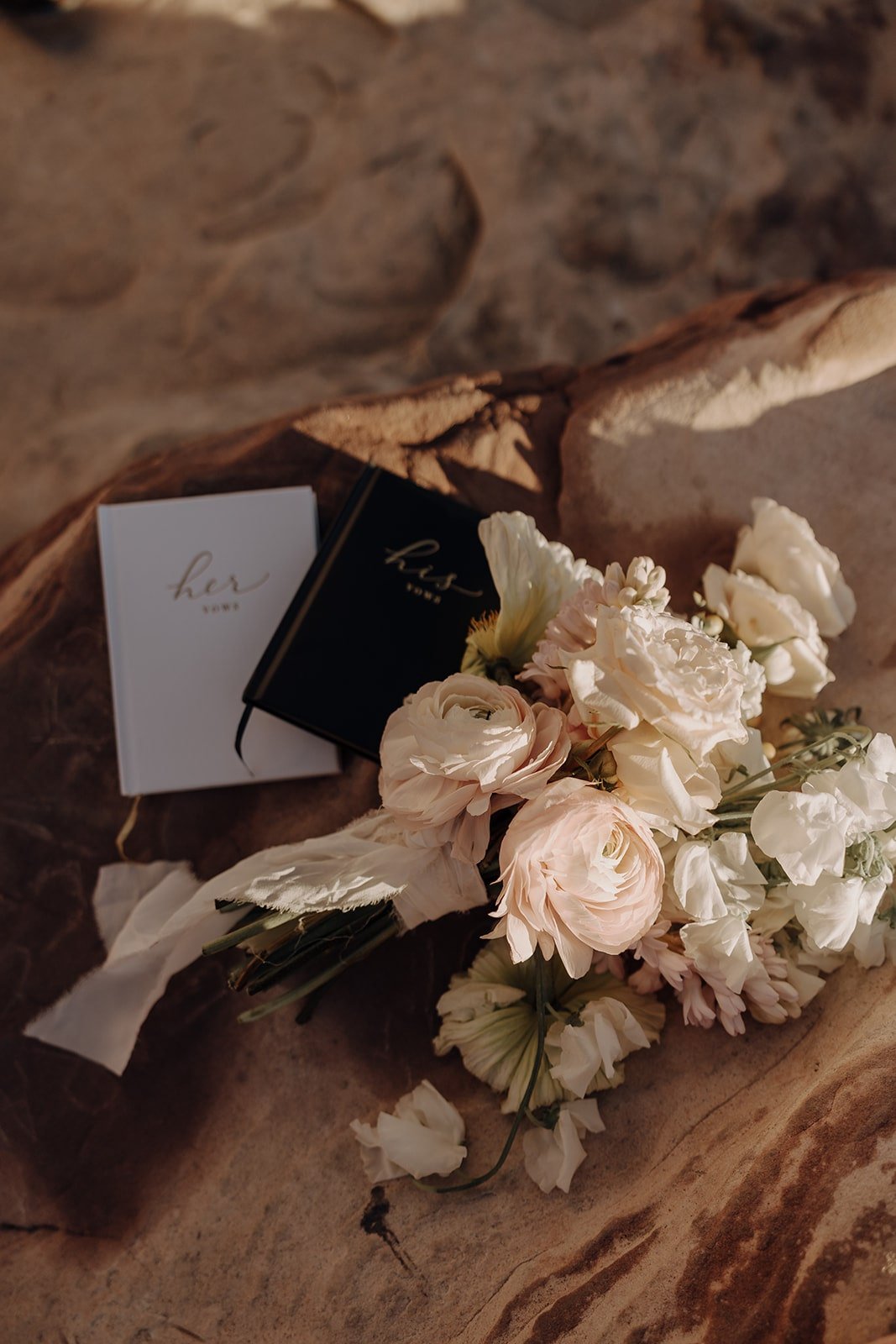 Vow books and flowers at Red Rock Canyon