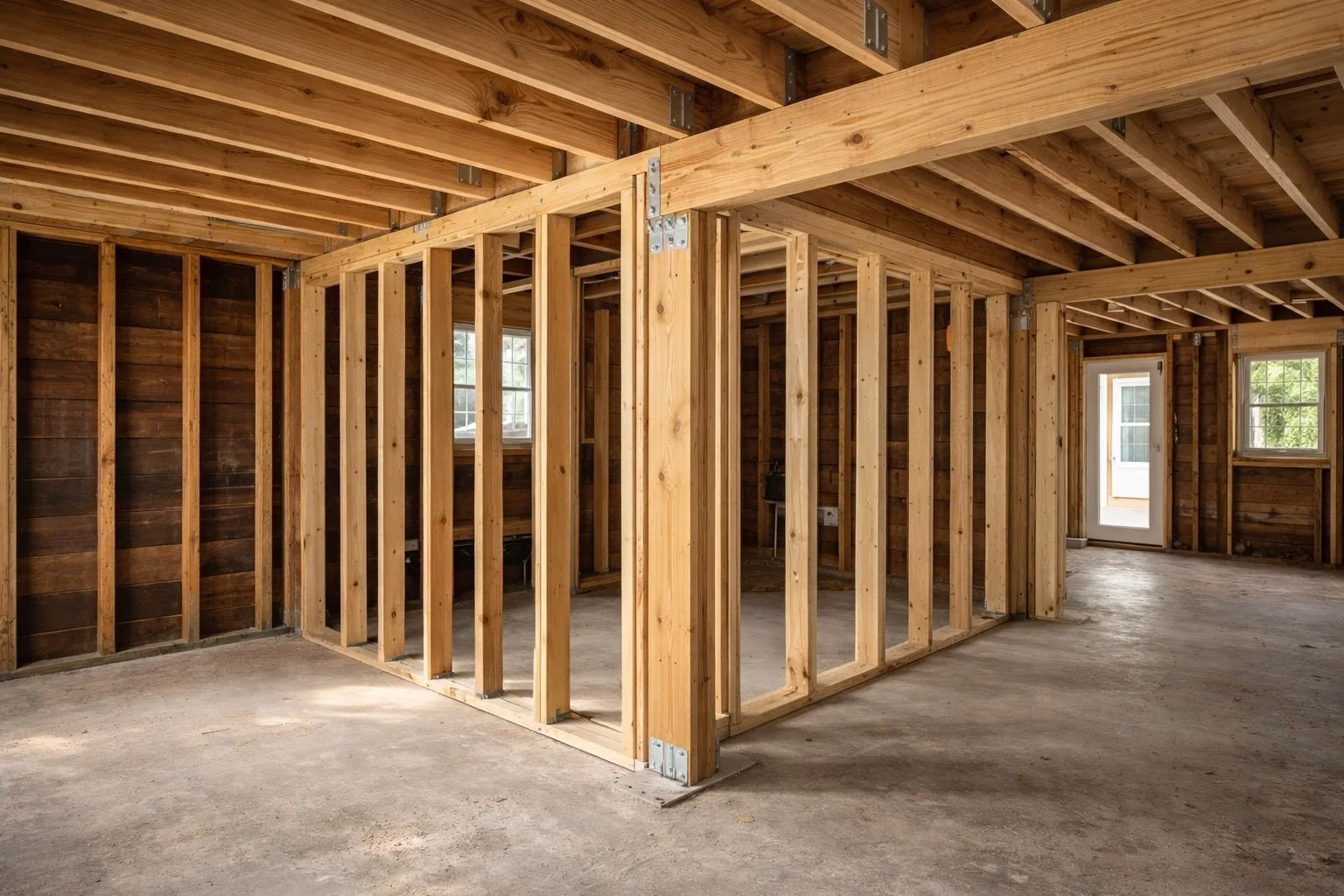 Structural framing repair inside residential home in Covington Louisiana