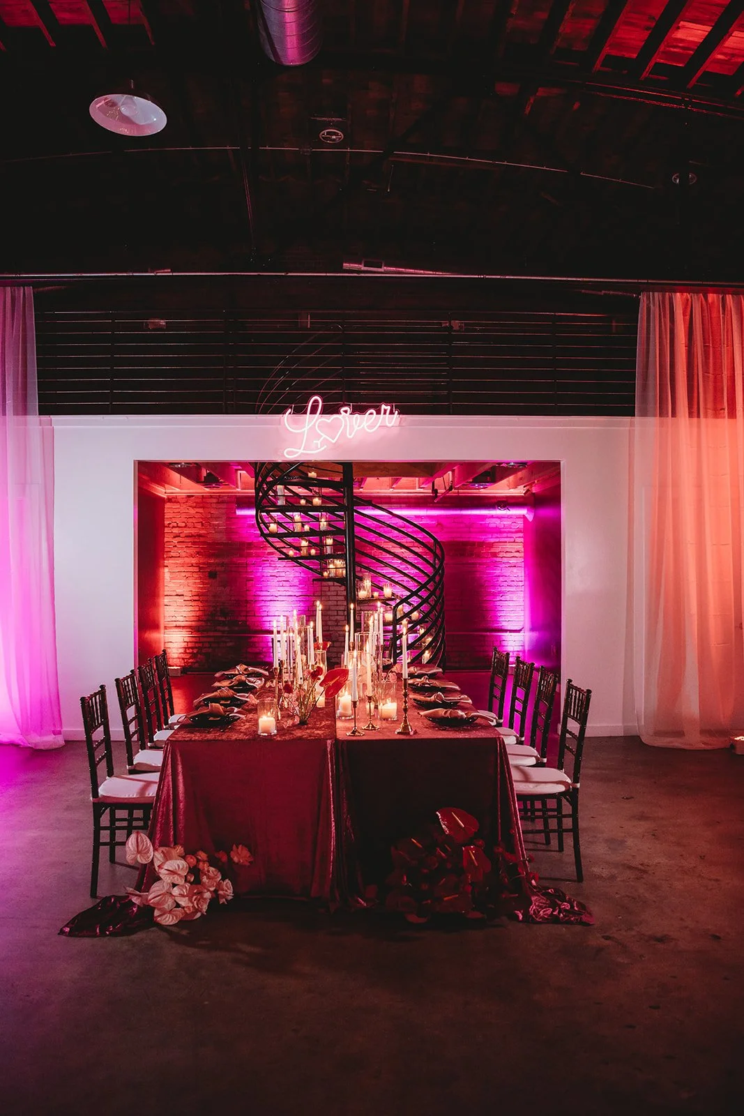  Industrial warehouse wedding and event venue at Studio 215  featuring original exposed brick and modern chic decor; the premier "no-barn" event space near Raleigh and Fort Bragg, in Fayetteville, NC