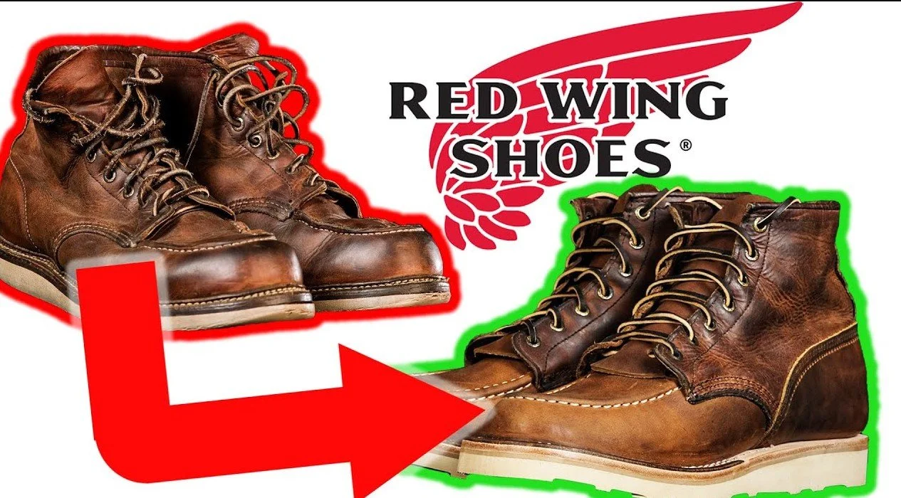 Before and After Rebuild of Red Wing Shoes