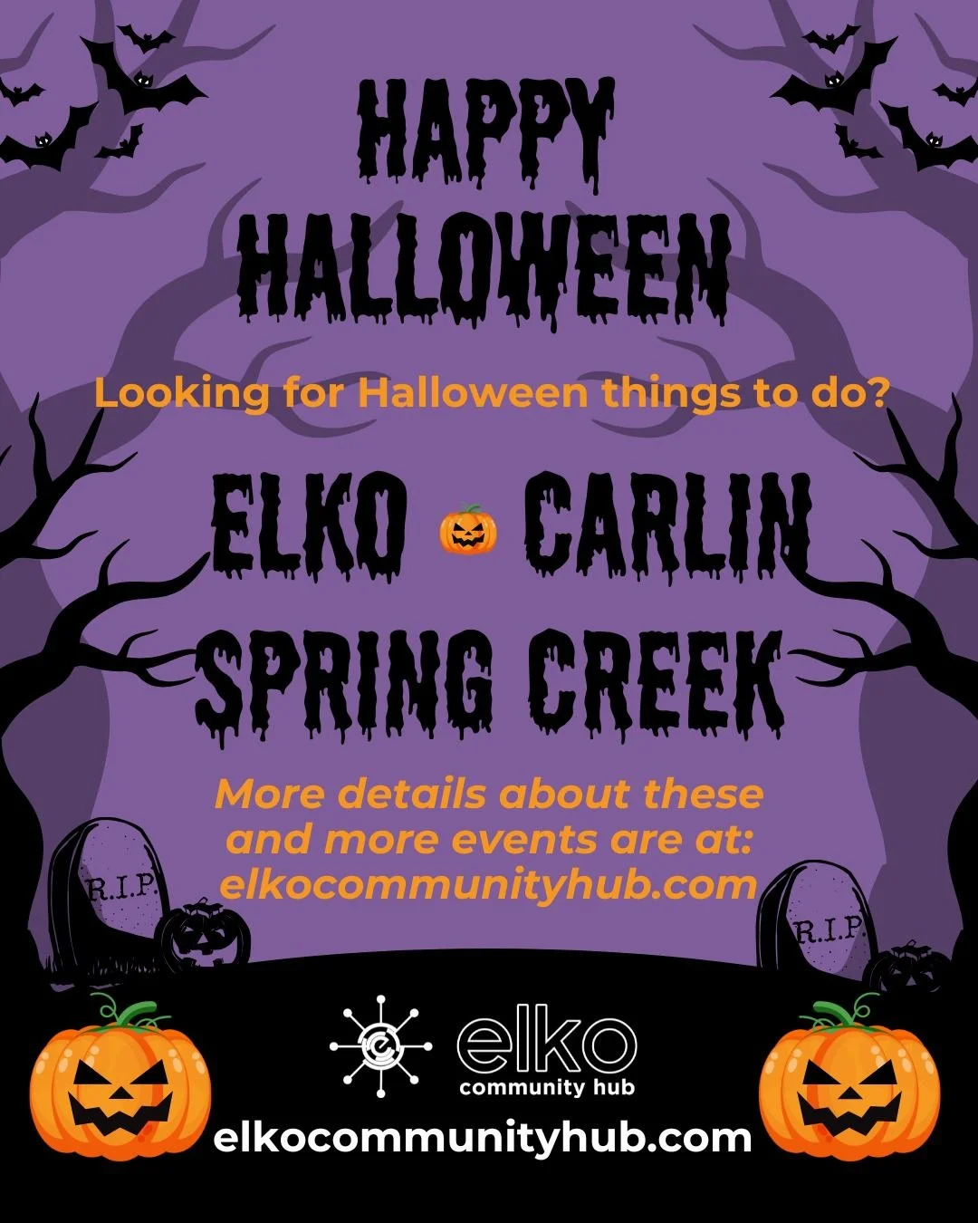 🎃 Halloween activities have packed the end of October with fun for all ages &mdash; family fall festivals, costume contests, trunk-or-treats, movie nights, and even 21+ parties!

Explore all the local Halloween happenings in Elko, Carlin, and Spring