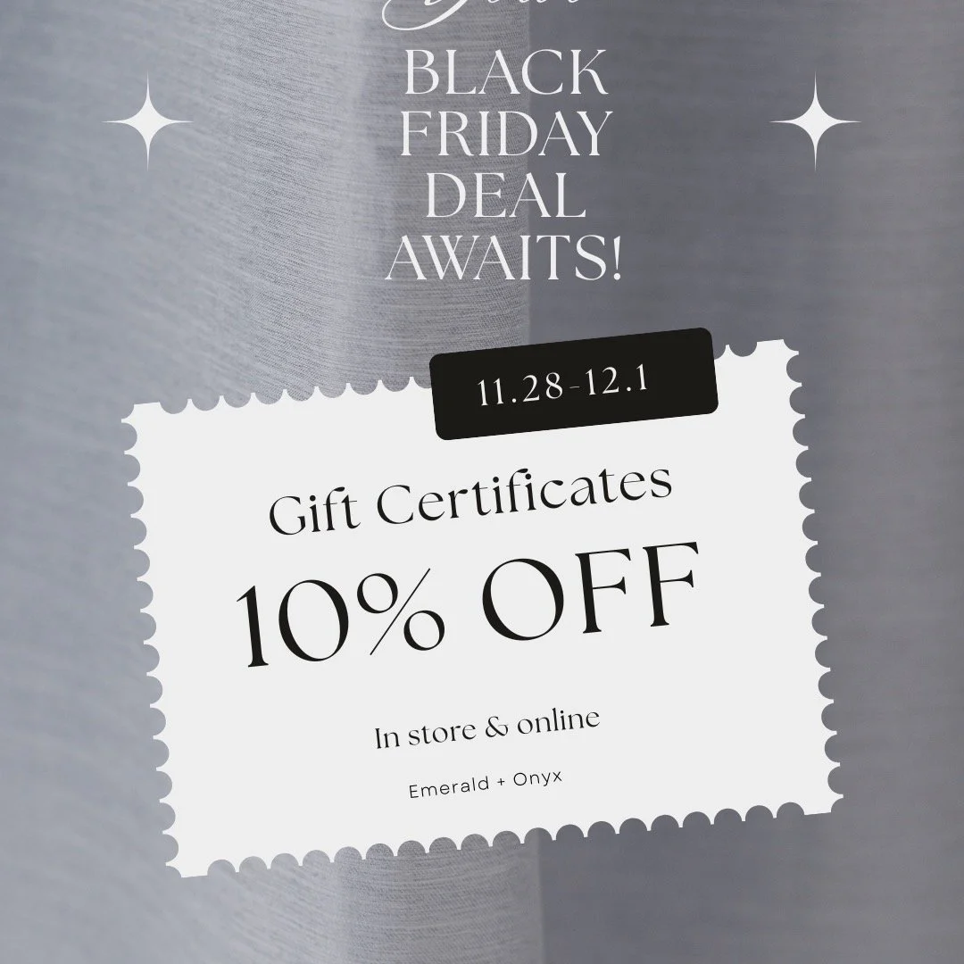 Shop our gift certificates online &amp; in-store while they're 10% off! The perfect gift for the upcoming holiday season!🎄✨