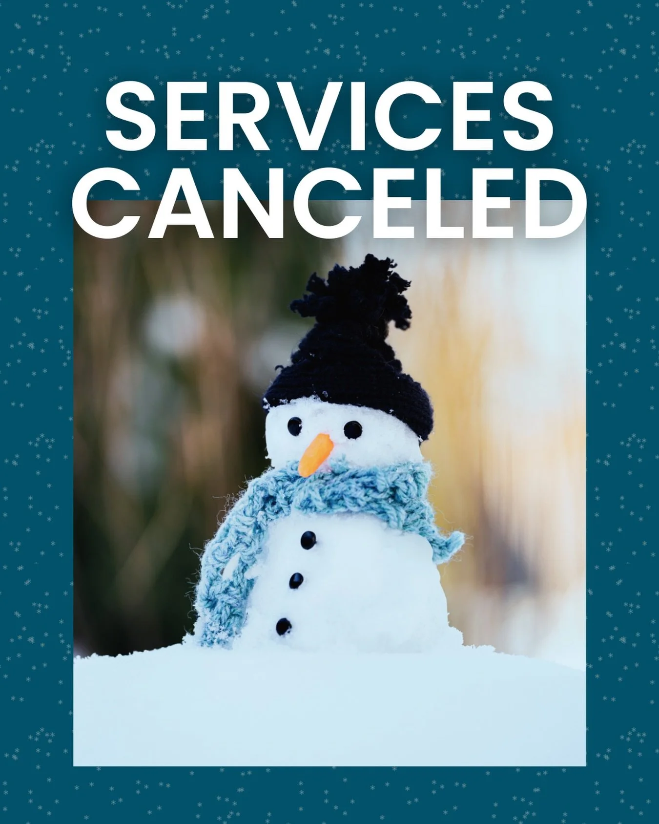 Both services are canceled this morning ❄️☃️ 

In addition to the parking lot not being fully cleared yet, our tent collapsed from the weight of the snow 😱 so we are asking that you stay home today. 

Enjoy your now free morning, stay safe and warm,