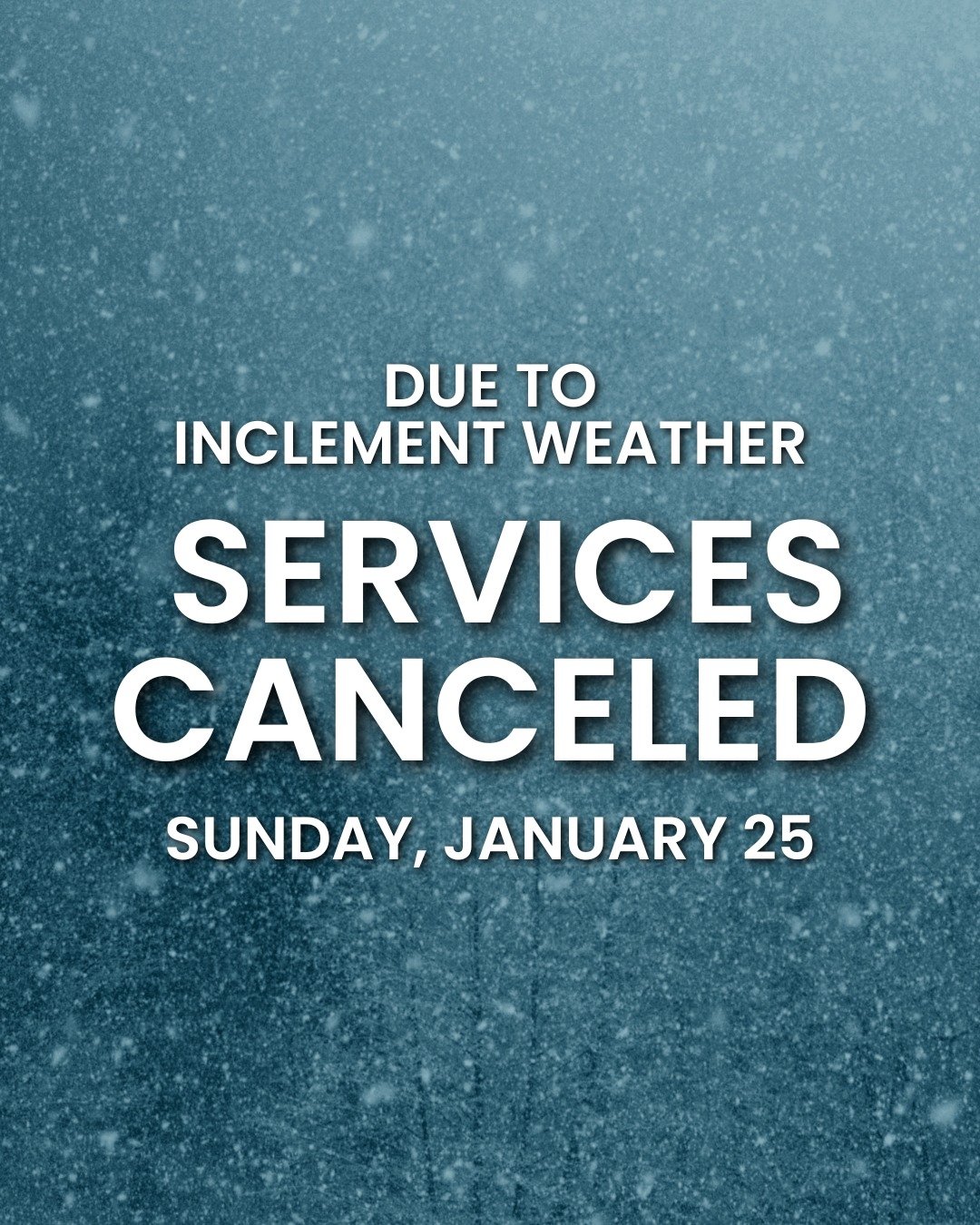 Due to the winter weather conditions we are expecting in the morning, we will not be meeting for in-person services this Sunday, January 25 ❄️☃️

Instead, keep an eye out in your email inbox for a special sermon from Paul on Sunday morning. It will a