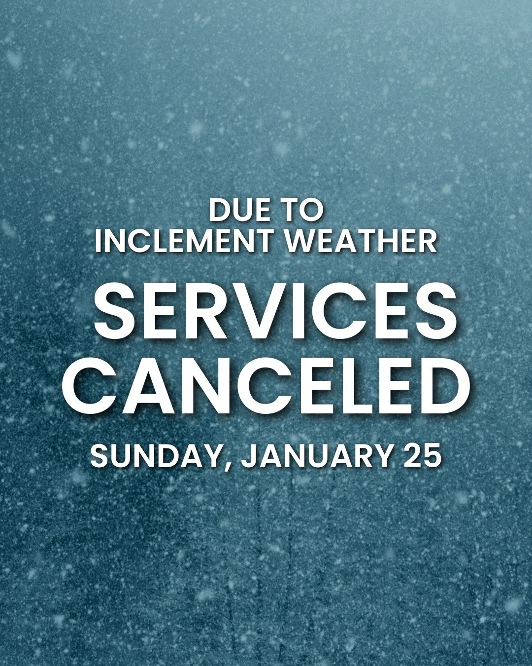 Due to the winter weather conditions we are expecting in the morning, we will not be meeting for in-person services this Sunday, January 25 ❄️☃️

Instead, keep an eye out in your email inbox for a special sermon from Paul on Sunday morning. It will a