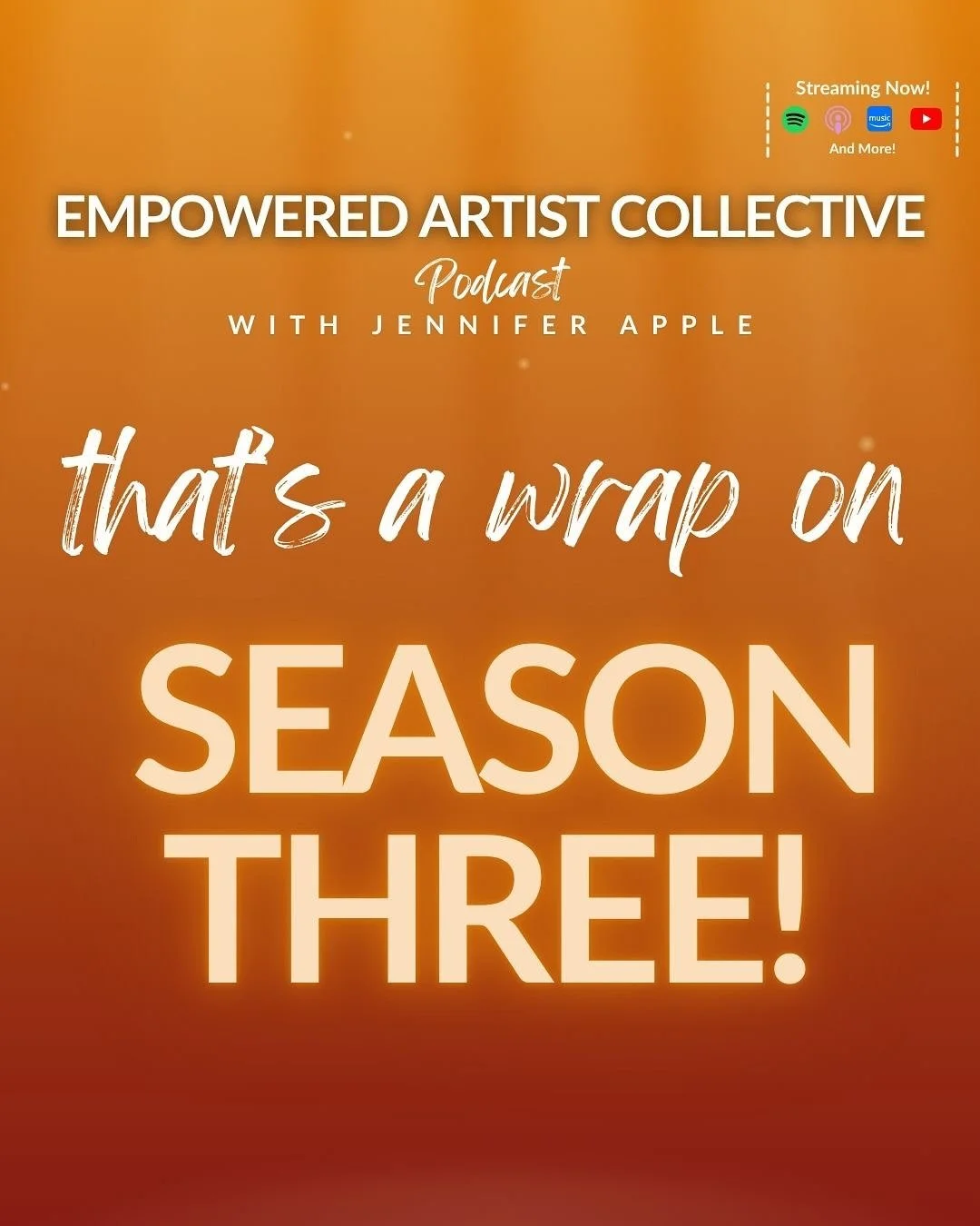 The Empowered Artist Collective Podcast has officially closed out another season of incredible conversations, insights, and community. 💛
We’ll be going on hiatus so we can rest, reflect on this incredible Season 3, and dream about what’