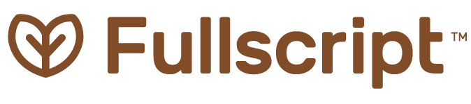 Fullscript logo with a stylized leaf icon and the company name in brown text.
