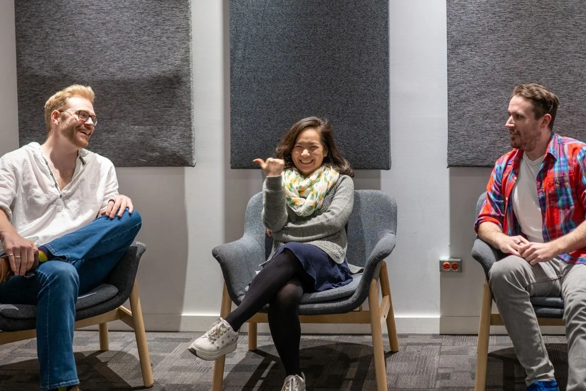 Instructor speaking to a group during a professional voice-over workshop