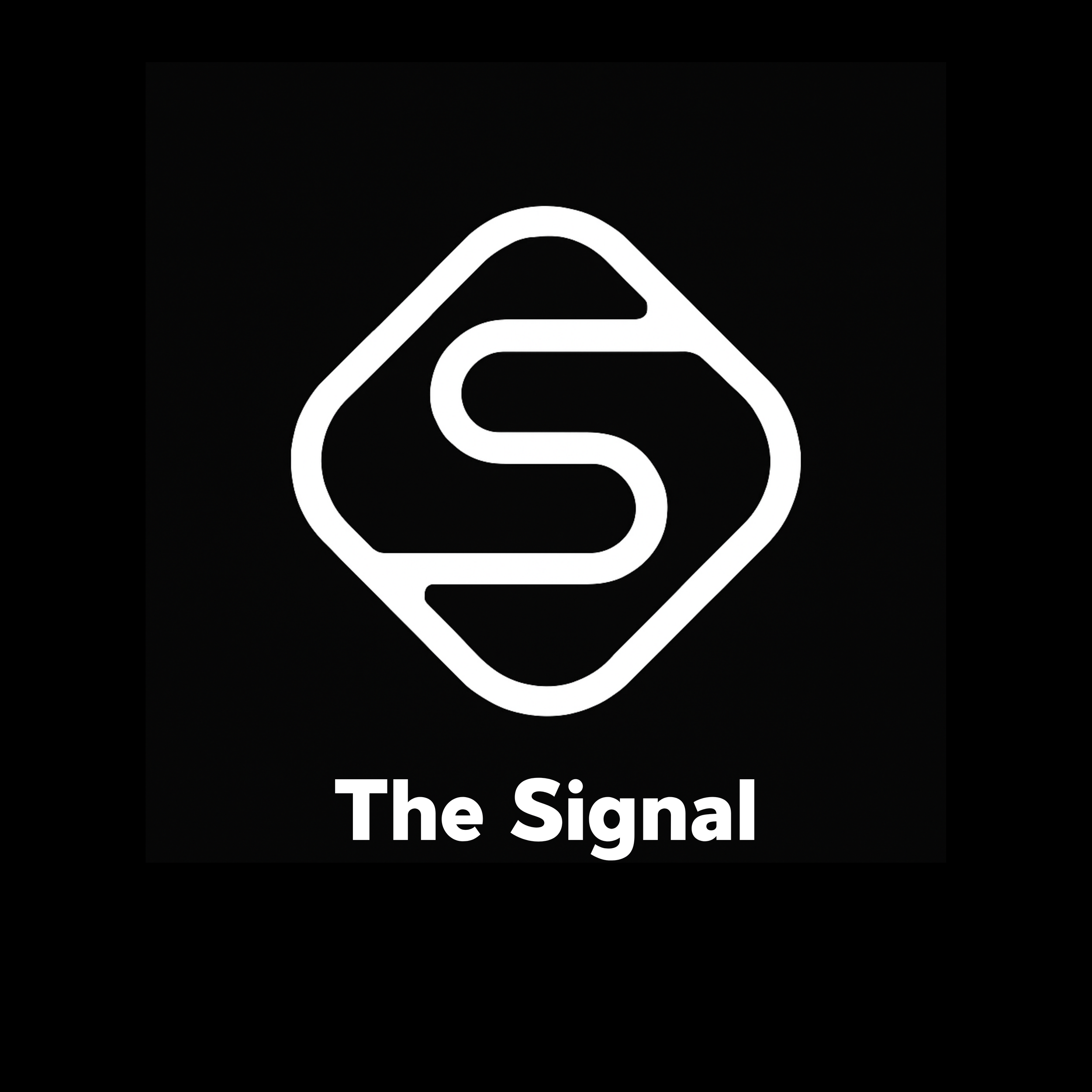 A black background with a white stylized 'S' inside a diamond shape and the words 'The Signal' written below.