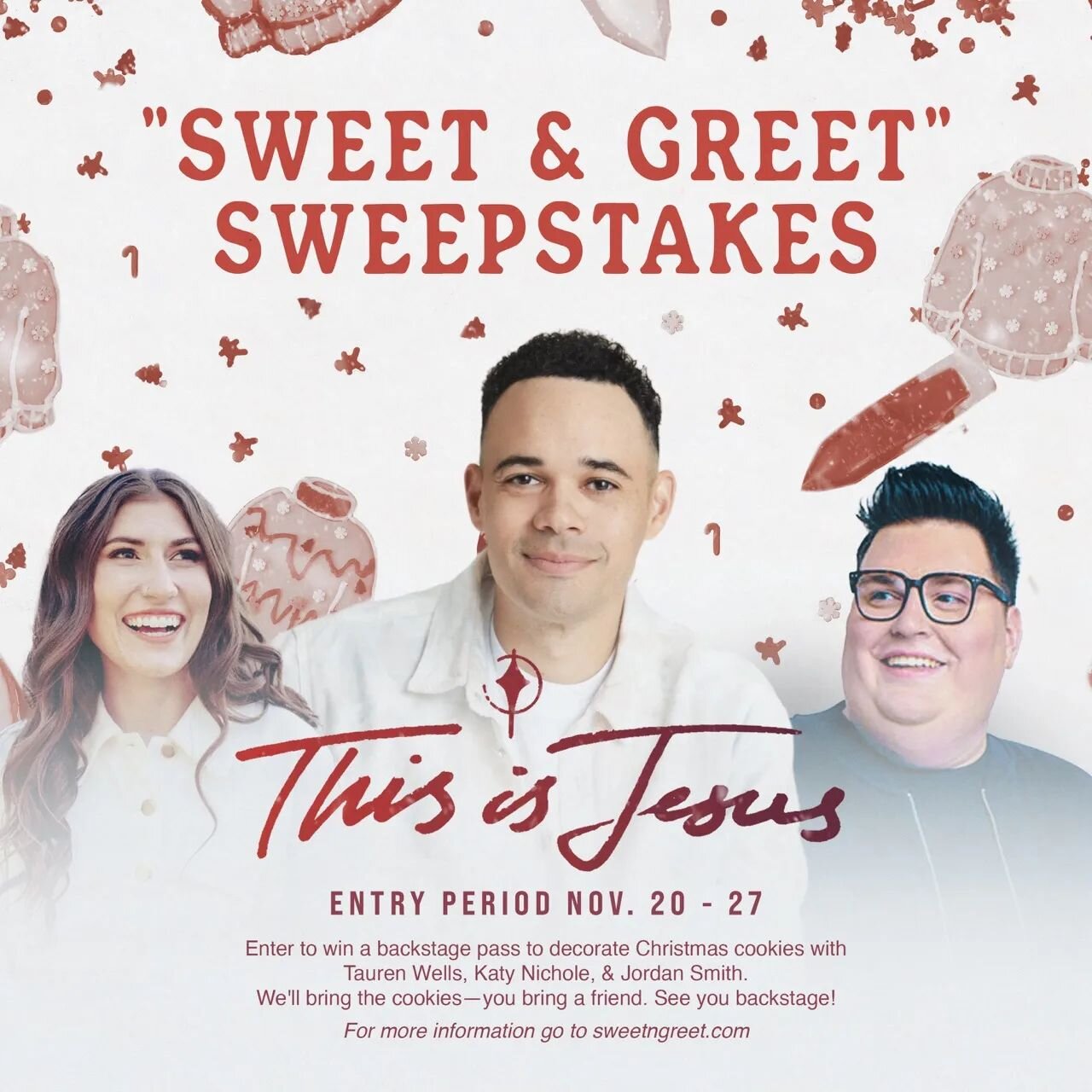Cyber Monday deal is here!! Buy tickets before 11:59pm CST on Nov. 27 to be entered to win backstage passes to decorate Christmas cookies with Tauren Wells, Katy Nichole, &amp; Jordan Smith! Details at sweetNgreet.com.

To sweeten the deal, use promo