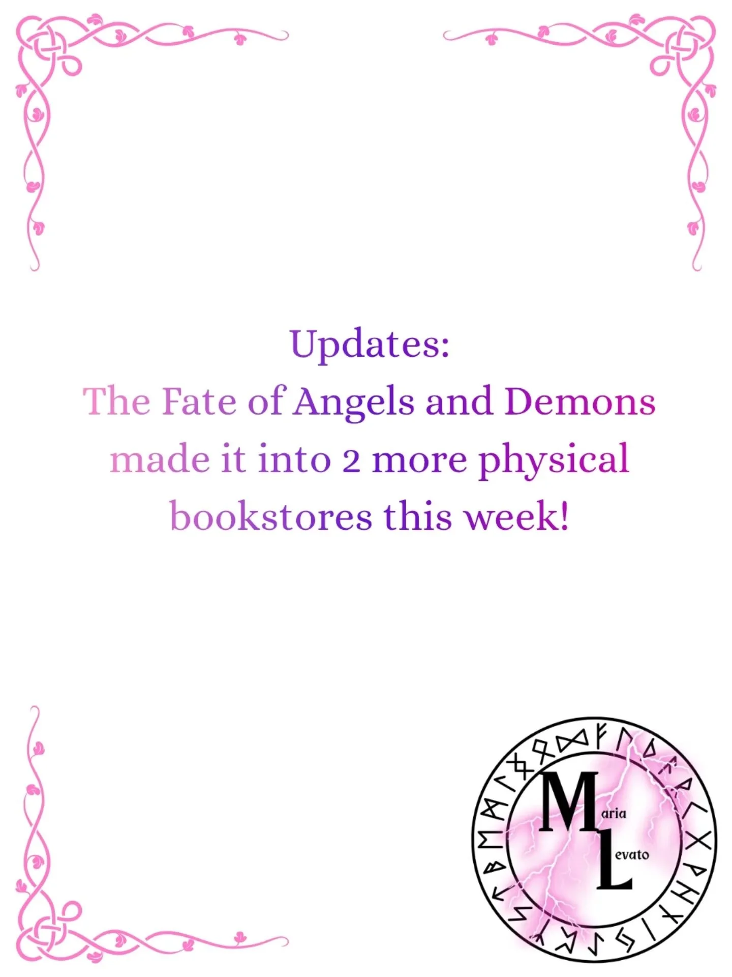 Project Updates!

1. The Fate of Angels and Demons was accepted by 2 more brick and mortar stores.

2. The Depths of Bloodshed and Purgatory, the follow up to The Fate of Angels and Demons, is back from dev editing (with @robynws_ ) and I'm working o