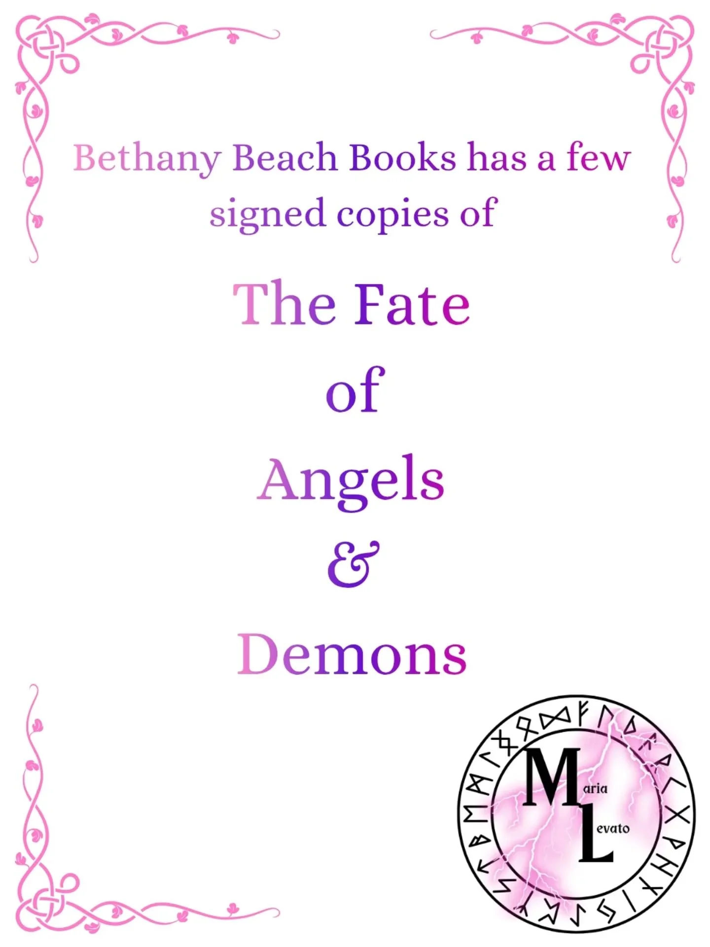 Hey loves! @bethanybeachbooks in Bethany Beach, DE has a few signed copies of The Fate of Angels and Demons in stock. Stop by and grab one if you're in the area!

#bethanybeach #delaware #easternshore #delmarva #bookstagram