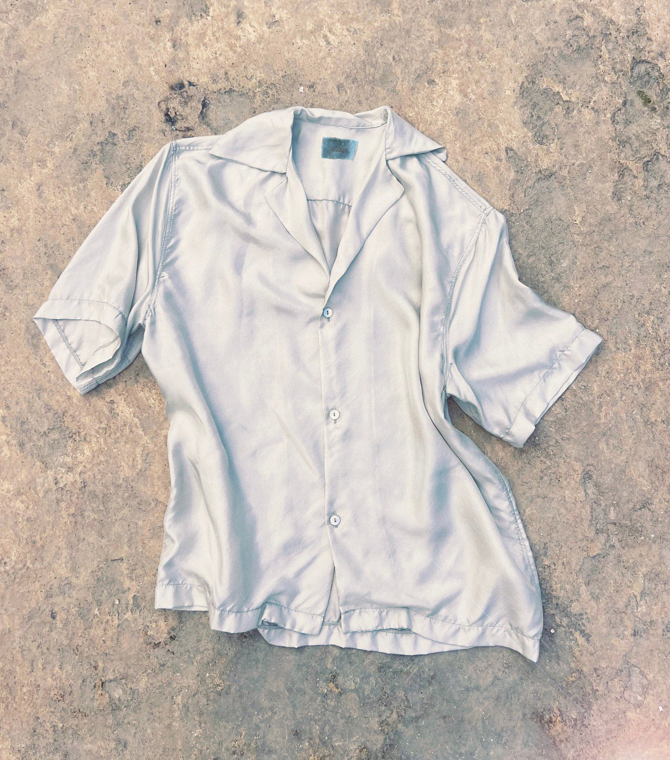 Silver Silk Short Sleeve Shirt
