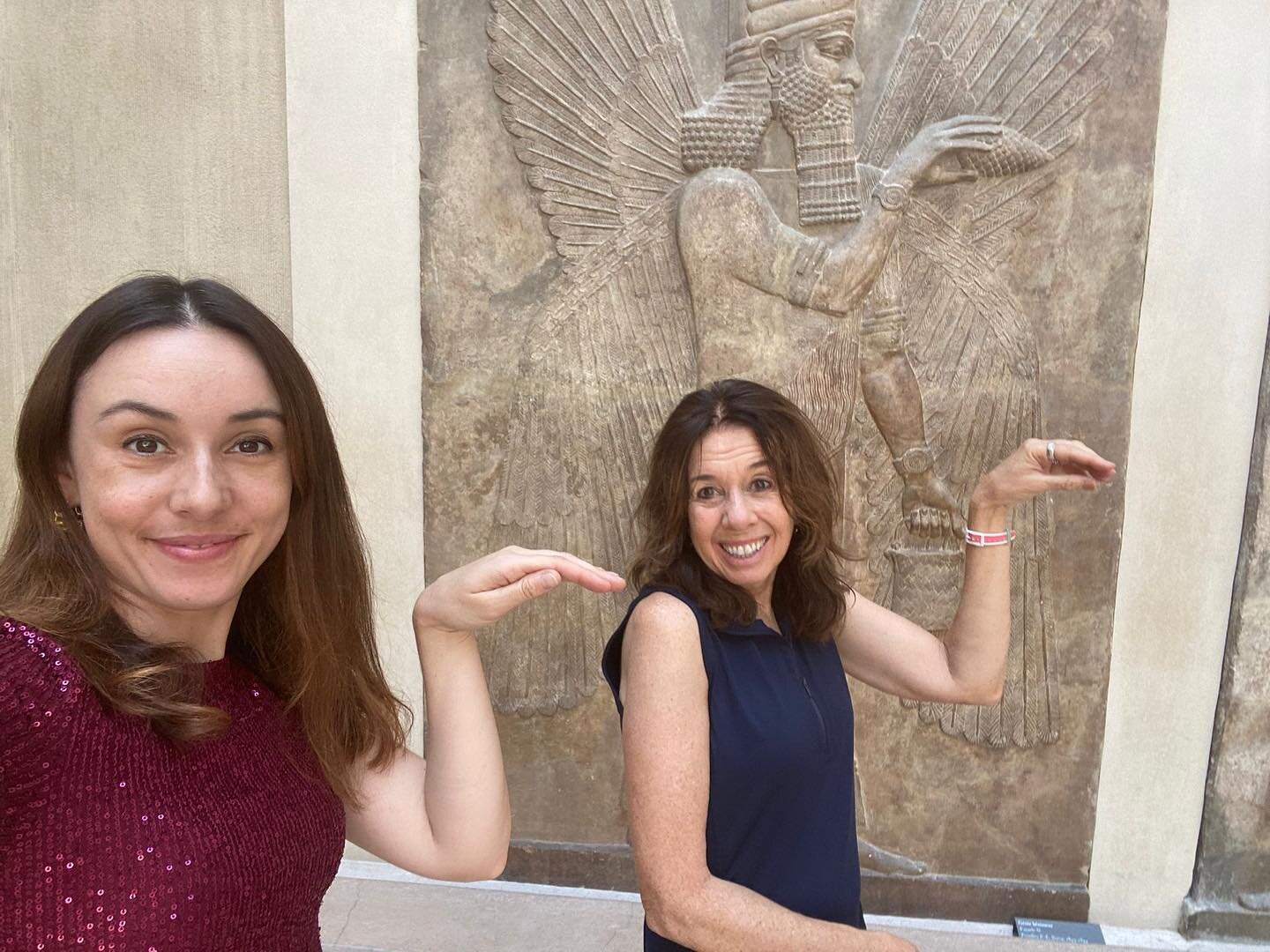 Walk like an Assyrian!

Two weeks ago I was in Paris with my daughter, Mari. Of course we went to the Louvre, where the Ancient Near Eastern art pulls me like a magnet (au revoir, Mona Lisa). Here we are imitating the apkallu &ldquo;winged genie&rdqu
