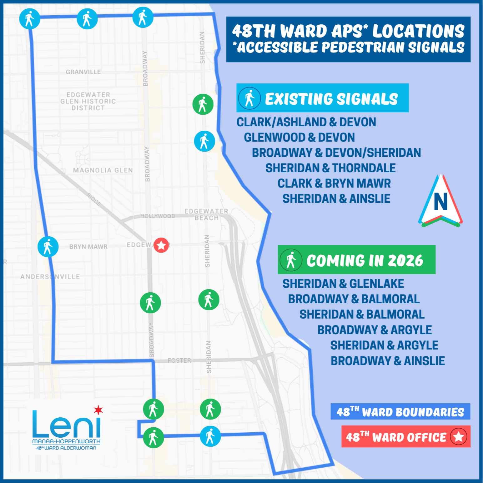 map of 48th ward accessible pedestrian signals