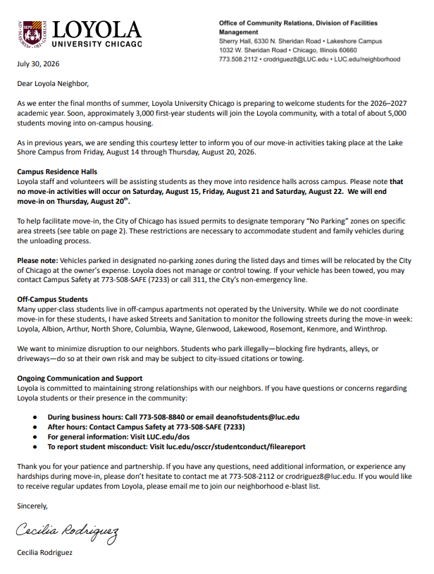 loyola 2026 move in courtesy letter