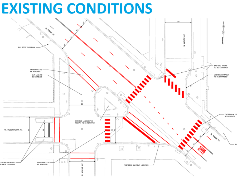ridge wayne hollywood intersection architectural drawing before phb installation