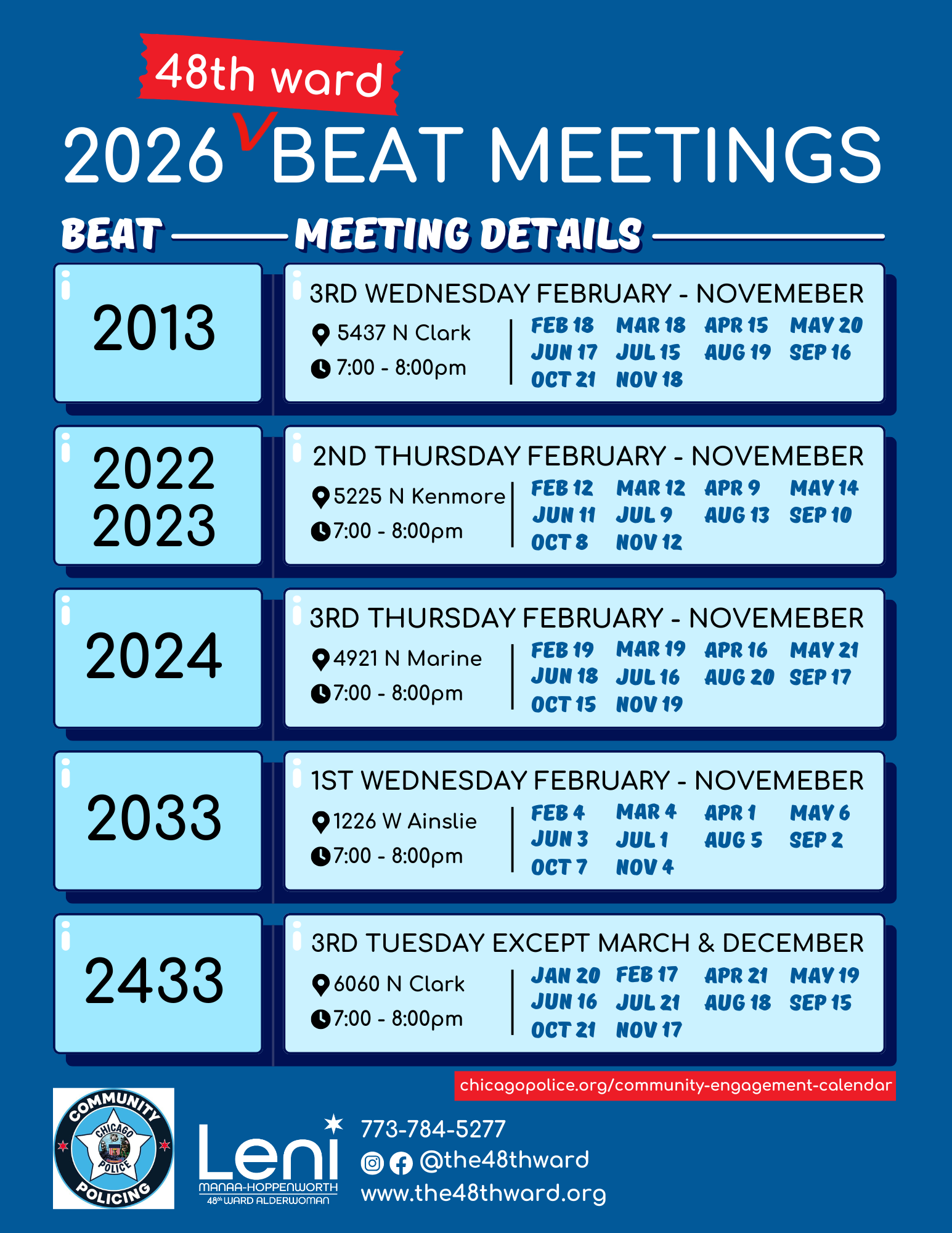 48th ward 2026 beat meeting flyer
