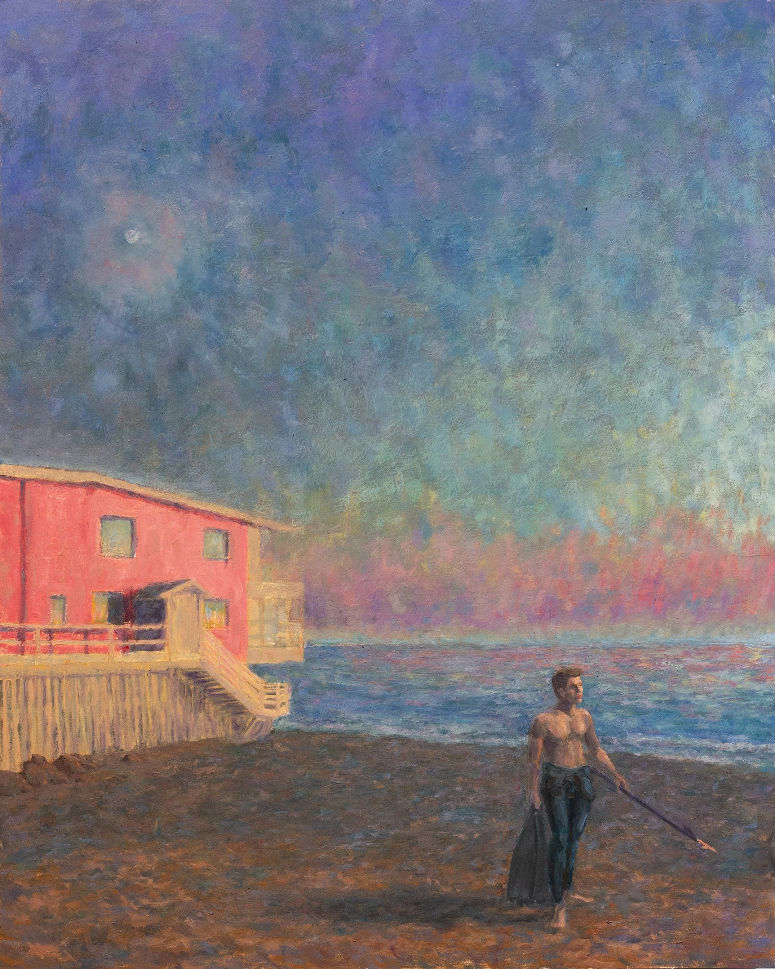 "Spear Fishing at Ralph's Beach" - 2023 - Oil Paint on Wood Panel - 20" x 16"