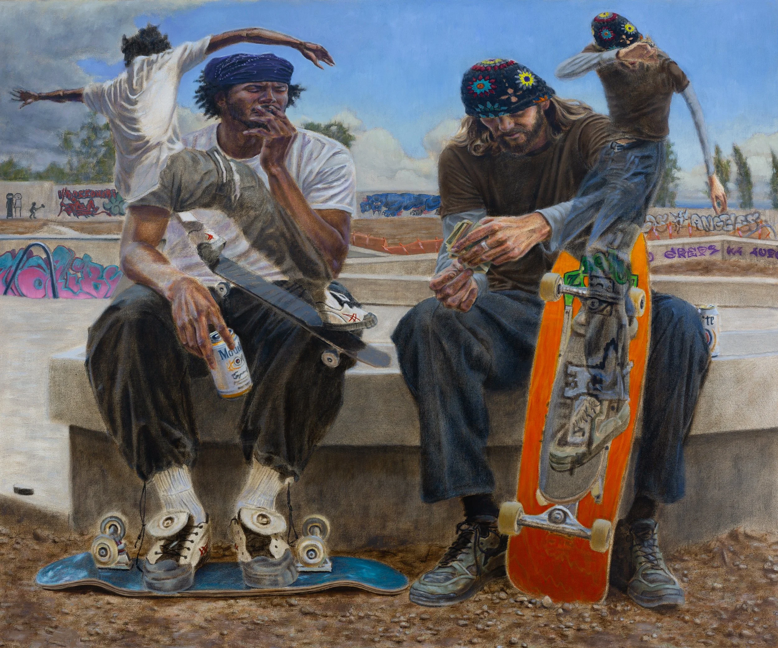 "Double or Nothing" - 2026 - Graphite, Charcoal, and Oil Paint on Canvas - 30" x 36"