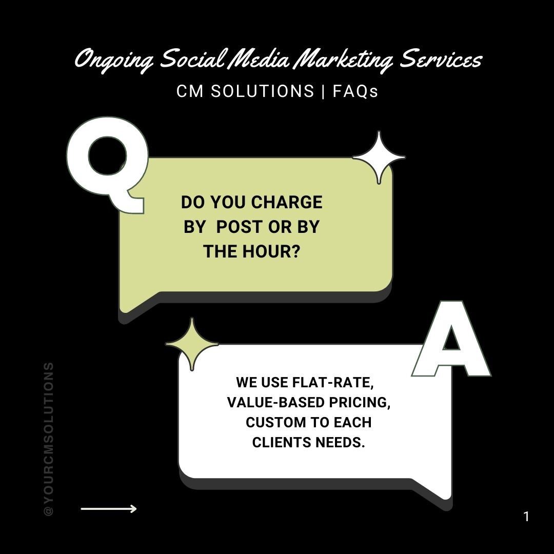 Frequently Asked Q's from Social Media Marketing clients... Swipe! 👀➡️⁠
⁠
Our SMM packages and rates are customized based on your goals, requests, complexity, and the overall scope of work. We offer onsite photo and video content creation for brands