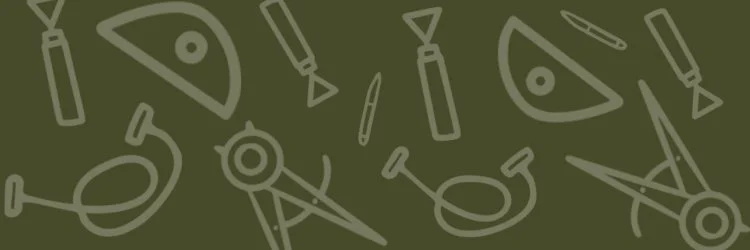 Pattern of drafting tools on a green background, including protractors, compasses, and T-squares.