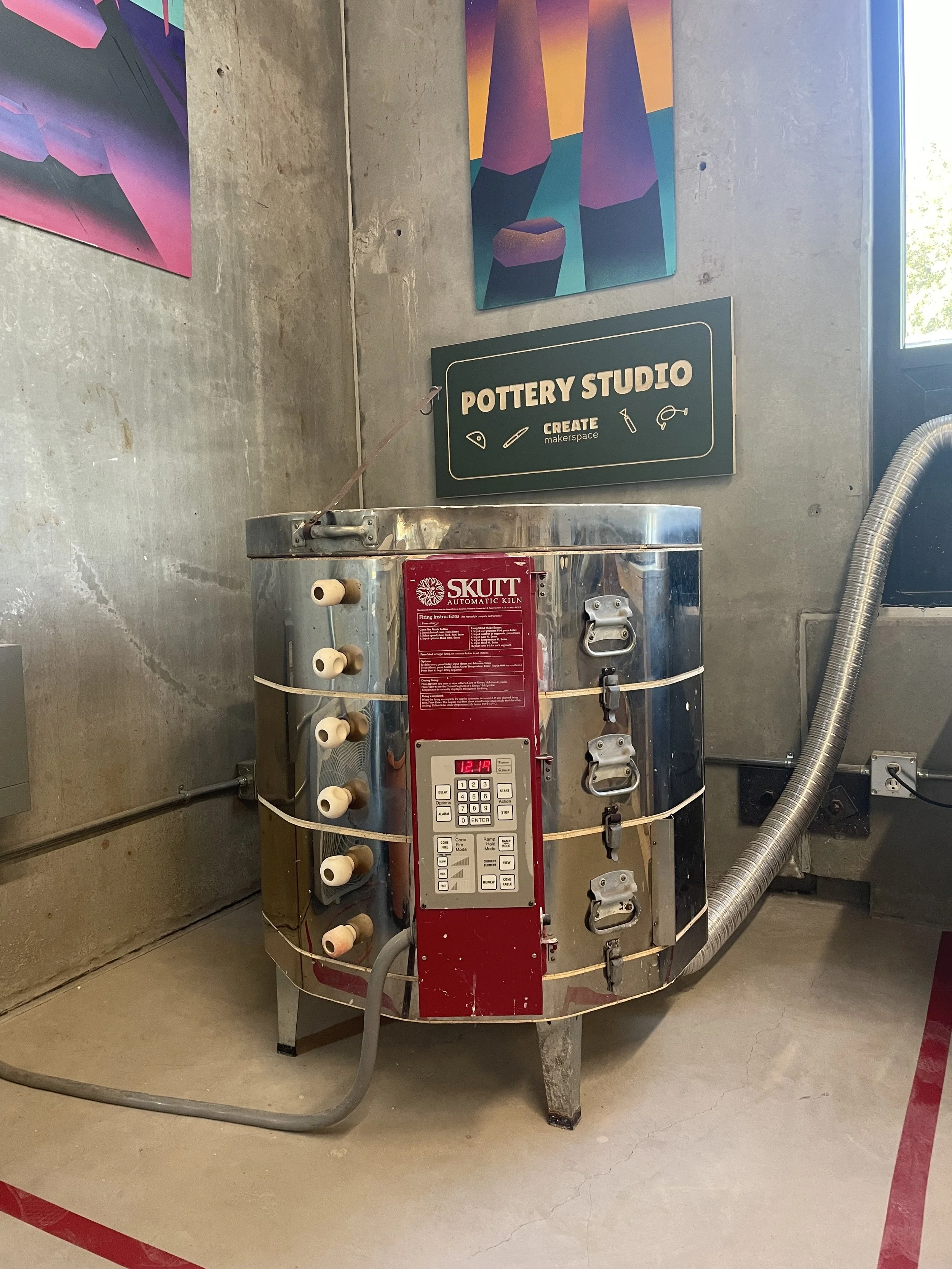 Skutt automatic kiln in the pottery studio