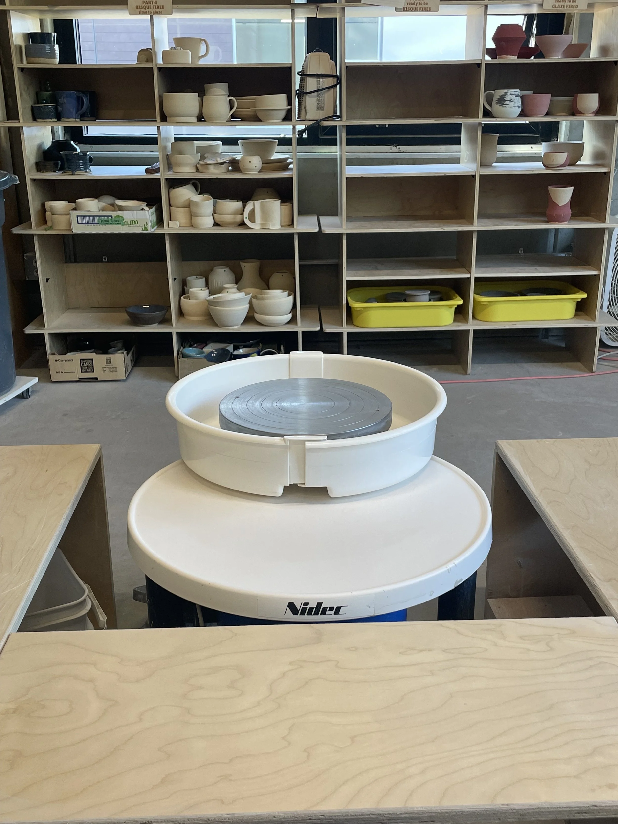 a pottery wheel in the ceramics studio