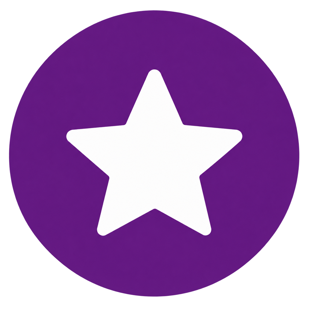 White star inside a purple circular background.