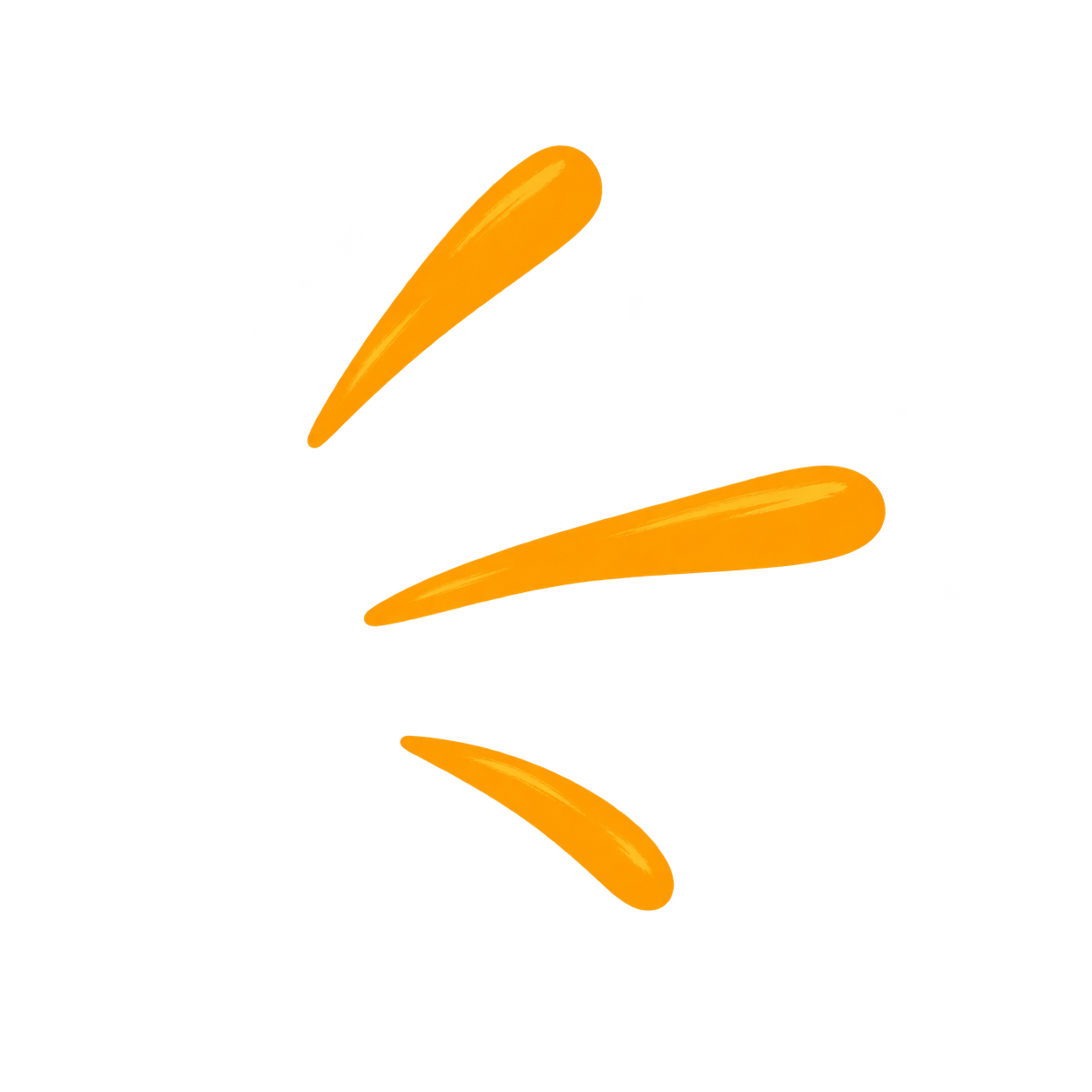 Stylized orange lightning bolt icon with three elongated shapes, representing a dynamic, energetic symbol.