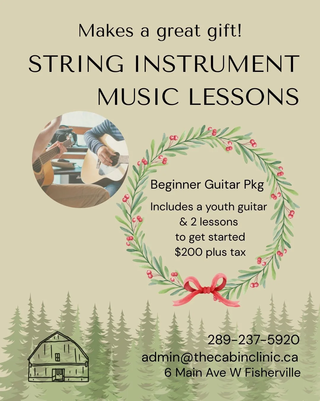 🎁 Looking for a unique gift this season?
Give the joy of music! Our Beginner Guitar Package includes a youth guitar plus two starter lessons &mdash; the perfect way to spark creativity and confidence. 🎸✨

Limited spots available!
📞 289-237-5920
📧