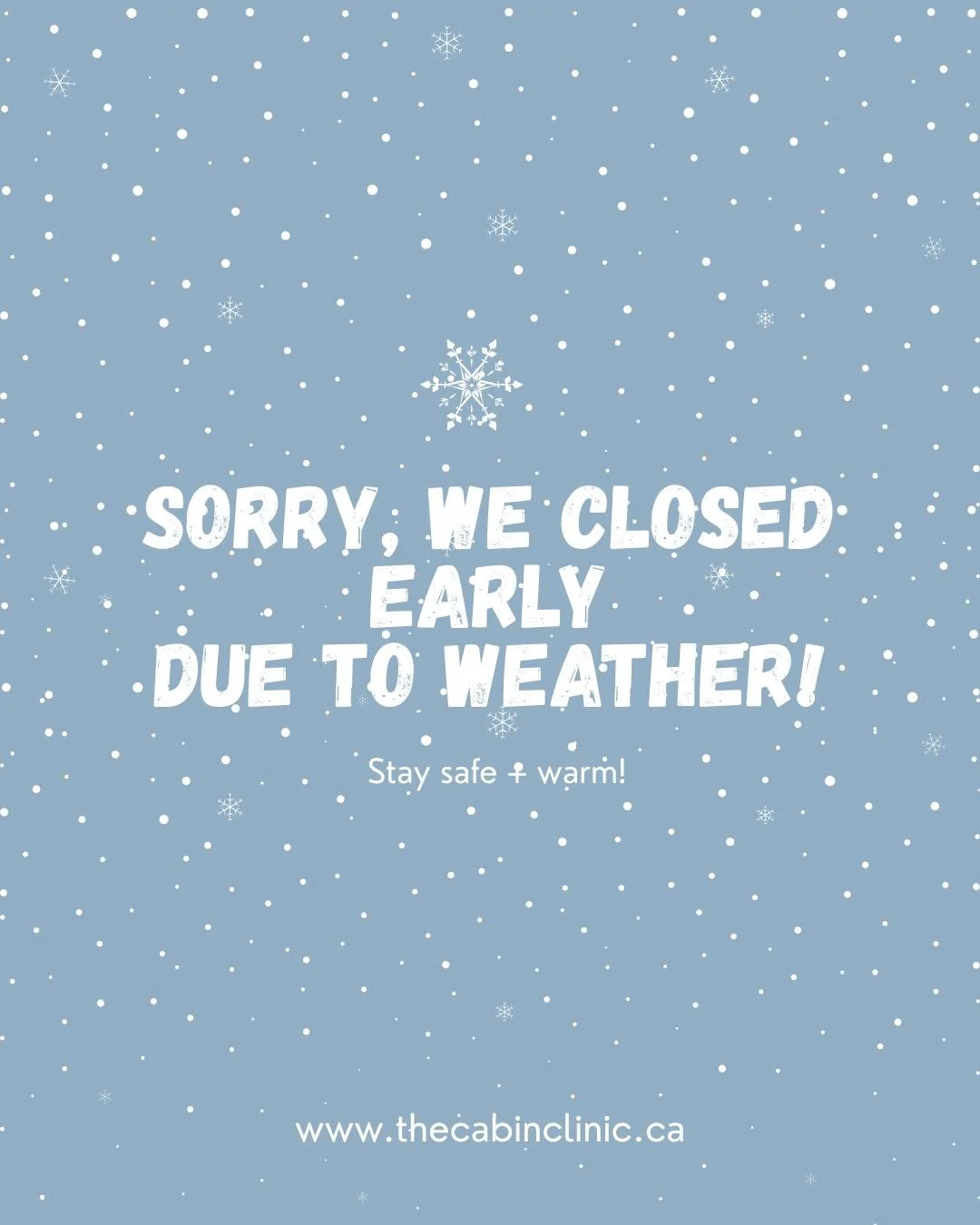 Mother Nature had other plans today ❄️
For the safety of our clients and practitioners, we closed early due to weather.
We appreciate your patience and care&mdash;see you soon! Stay safe &amp; warm 🤍

#cabinclinicfisherville