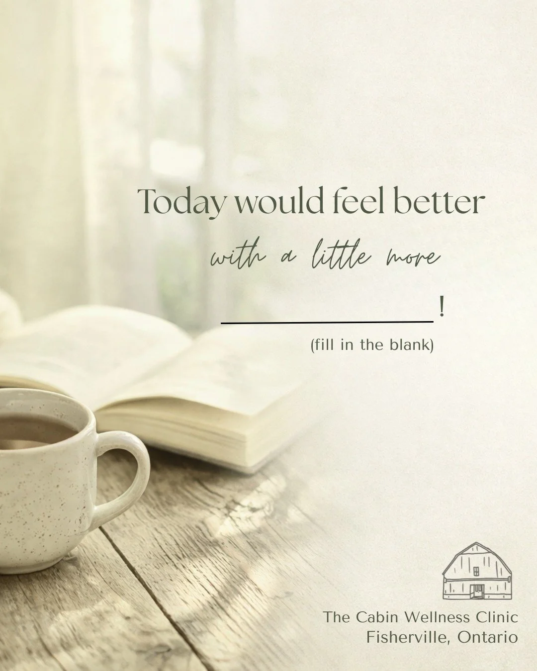 Today would feel better with a little more ______ 🤍

Take a moment and check in with yourself.
What&rsquo;s one thing your body, heart, or mind could use more of today?

Fill in the blank in the comments &mdash; there&rsquo;s no wrong answer. We&rsq