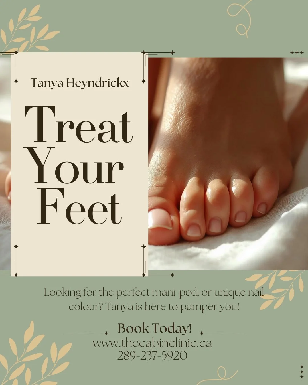 👣 Treat Your Feet 👣
Because your feet carry you through it all &mdash; they deserve some love too.

Foot care sessions with Tanya Heyndrickx focus on comfort, care, and relaxation, helping your feet feel refreshed, supported, and beautifully mainta