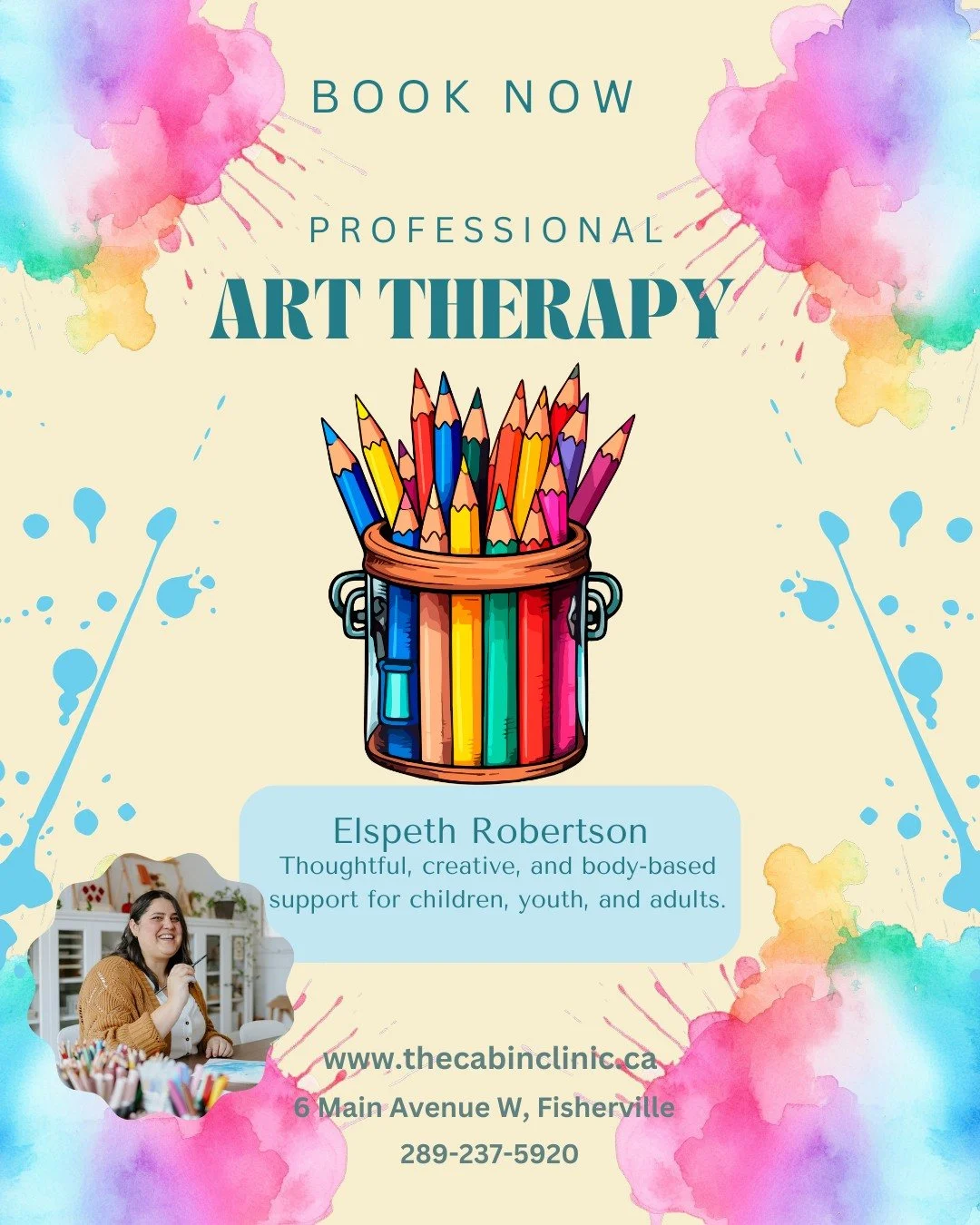 ✨ Now Booking: Professional Art Therapy with Elspeth Robertson ✨

Healing doesn&rsquo;t always come from words alone. Sometimes it flows through creativity, movement, play, and a gentle connection to the body.

Elspeth Robertson holds a Master of Cou